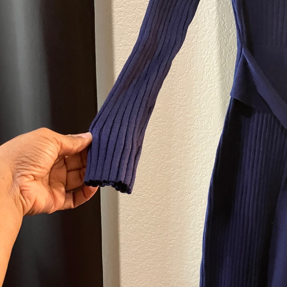 Zesica Navy Blue Ribbed Knit Sweater Dress - Picture 3 of 5